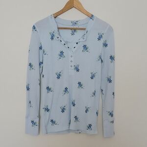 Aerie Floral Long Sleeve Top in Light Blue